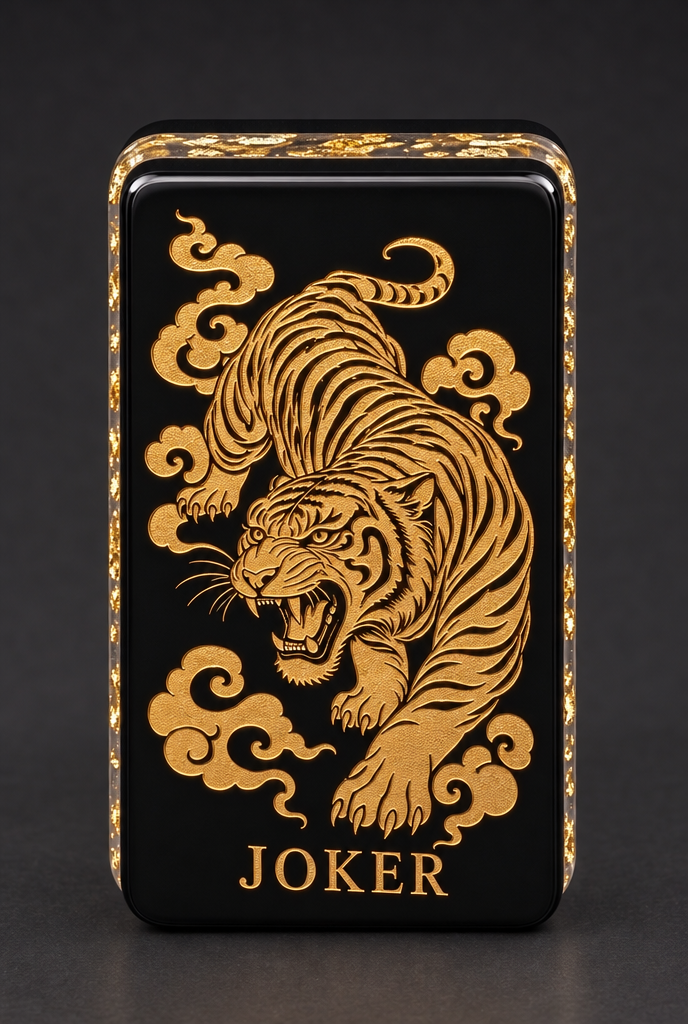 Tiger joker, engraved and filled in gold